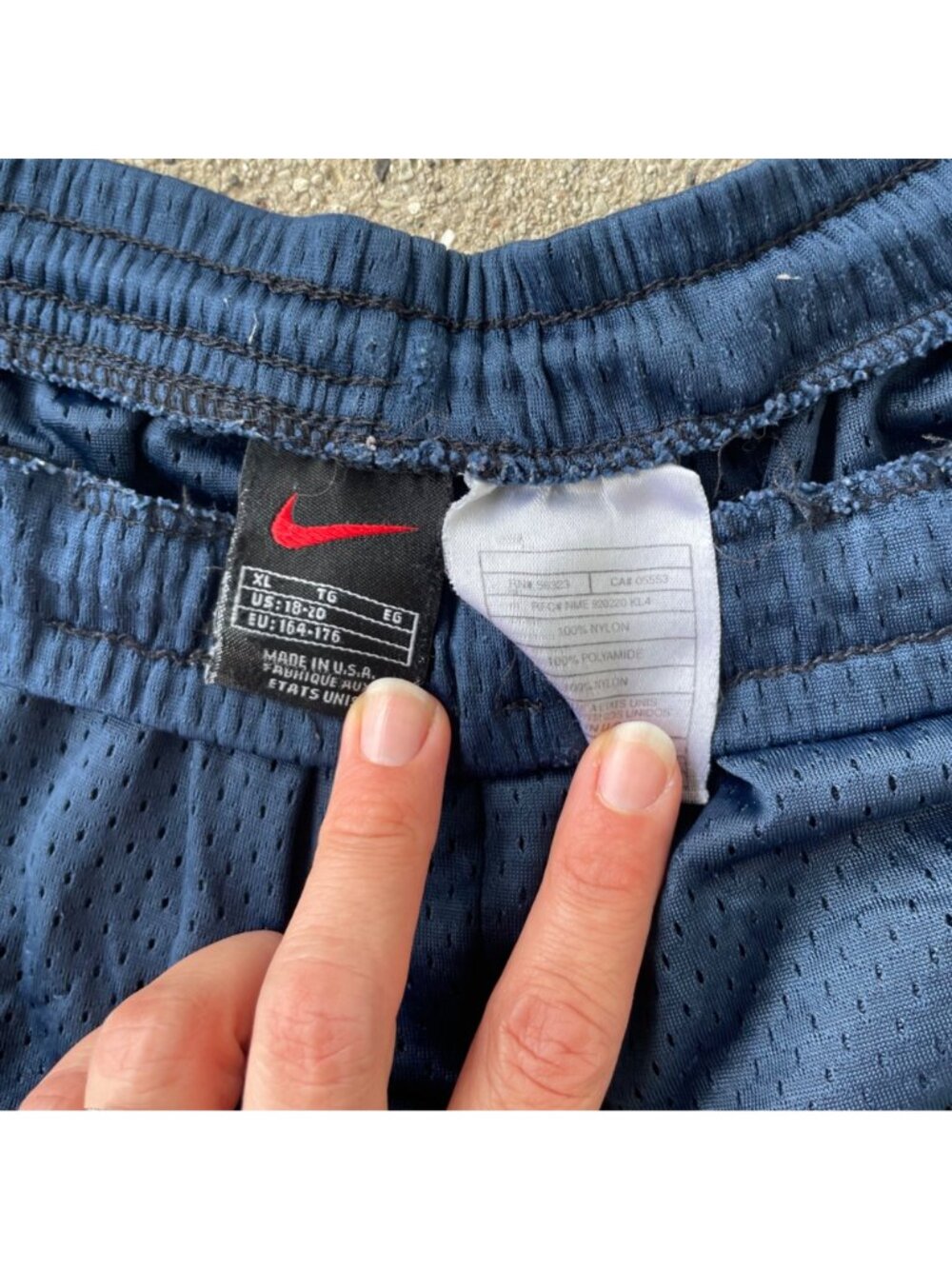 Vintage 90s Nike Jersey Athletic Shorts Navy USA Made Streetwear Men XL 6 inseam - Picture 3 of 13